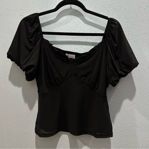 Kit & Sky Black Puff Sleeve Top